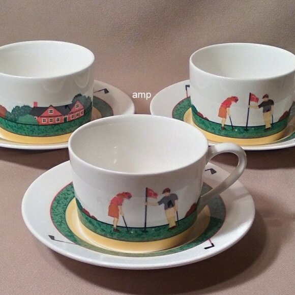 Christopher Stuart Fairway HK204 Lot of 3 Cup & Saucer Sets EXCELLENT! - Picture 1 of 2